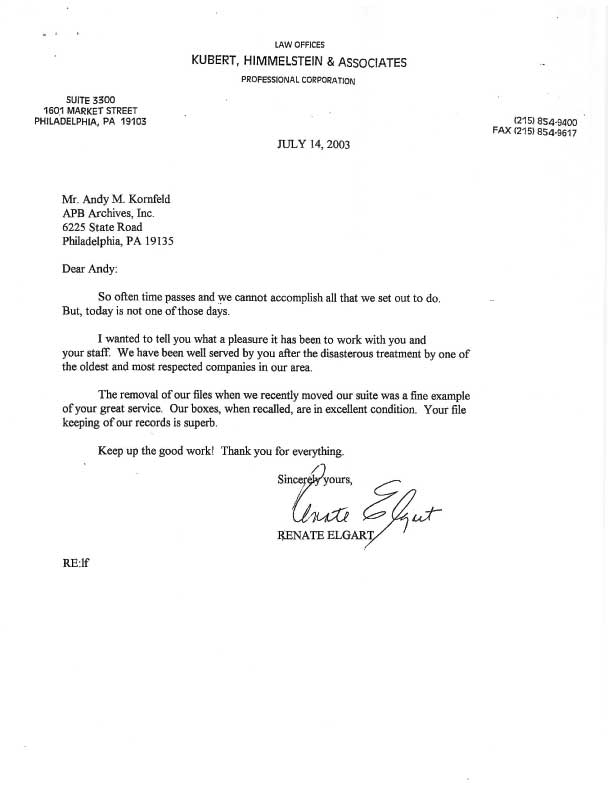 APB Archives Letter